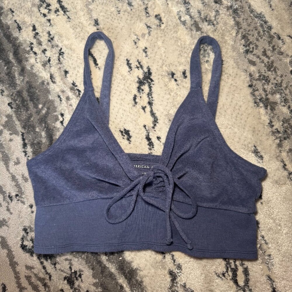 American Eagle Cropped Navy Blue Low Cut Tank Top